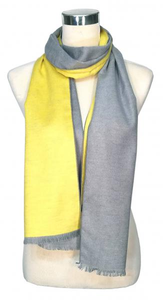 Scarf Shawl 100% Silk Flannel Yellow Grey